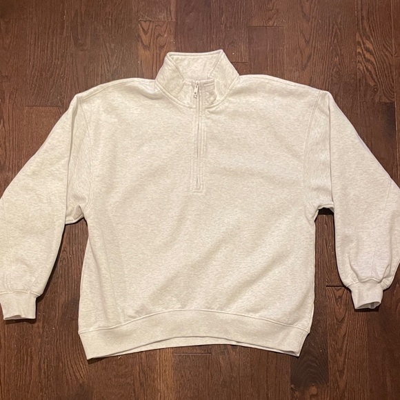 BP Relaxed Quarter Zip Pullover Heather Grey Size XS - Picture 3 of 11